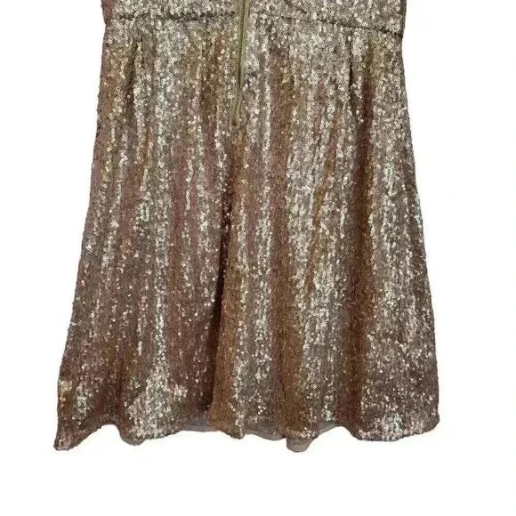 Issi Women's Gold Sequin Poly Lined Sleeveless A-Line Dress - Picture 9 of 11